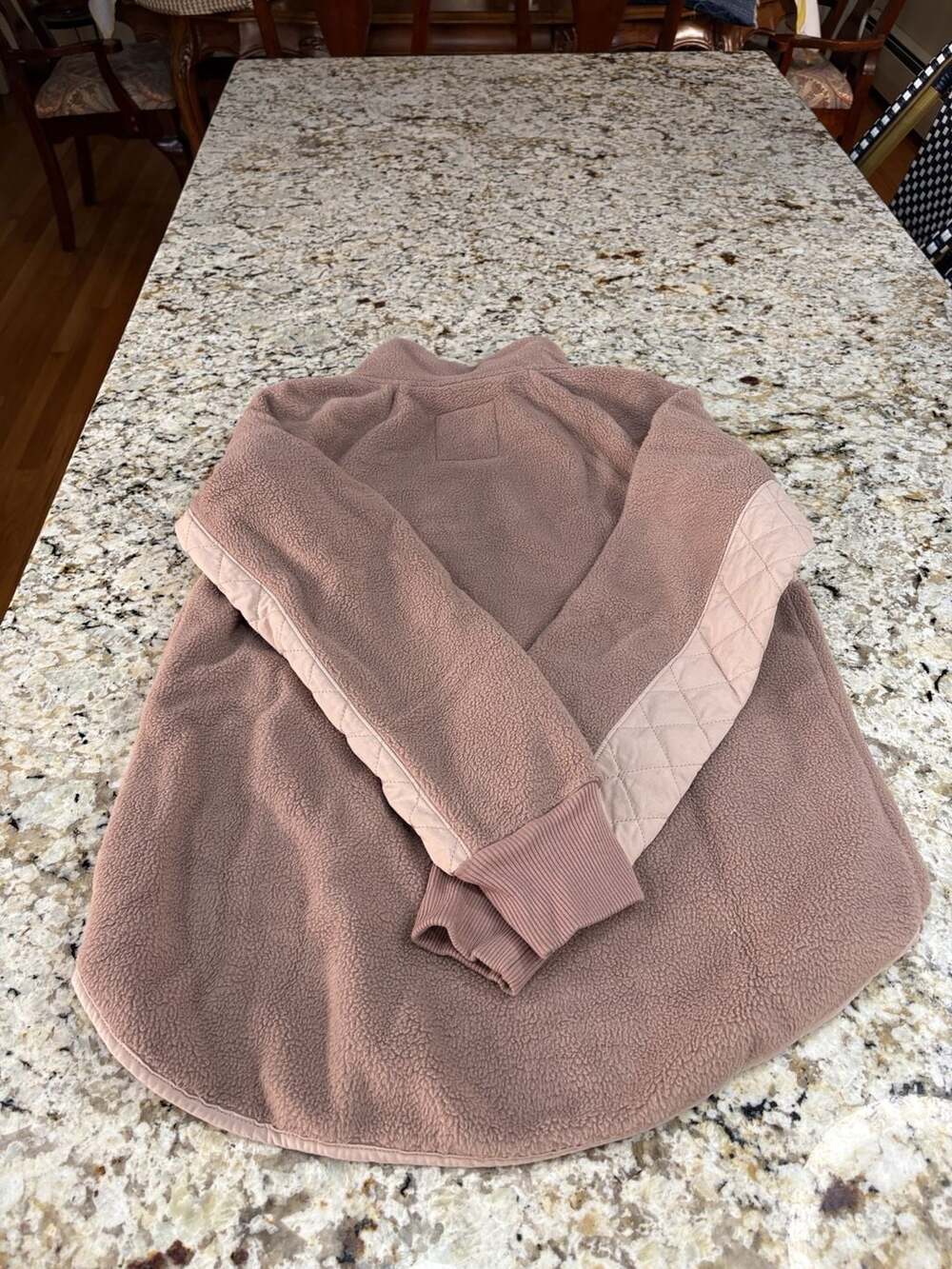 Abercrombie & Fitch Quilted Fleece Pullover Size M Pink Snap Neck Sweatshirt - Picture 5 of 5